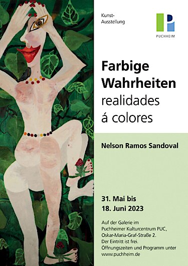 Plakat zur Kunstausstellung Nelson Ramos Sandoval 31. Mai bis 18. Juni 2023 Galerie PUC